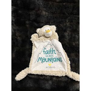 Demdaco Teddy Bear Security Blanket Matthew 17:20 Faith Can Move Mountains
